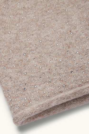 Women - Hat with rhinestones - beige