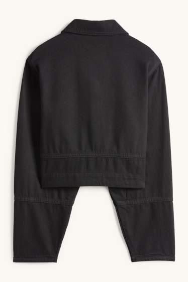 Femmes - Veste courte en jean à strass - noir