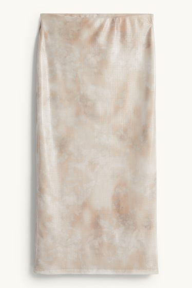 Damen - Mesh-Rock - gemustert - beige