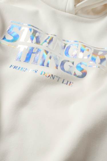 Enfants filles - Stranger Things - sweat à capuche - blanc crème