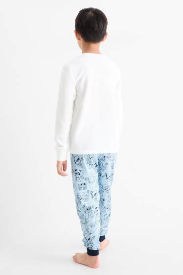 Kinderen: jongens - Brawl Stars - set - pyjama van fleece en smartphonetasje - 3-delig - wit / lichtblauw