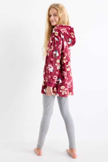 Enfants filles - Pain d'épices - couverture à capuche de Noël - rose foncé