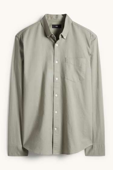 Herren - Hemd - Regular Fit - Button-down - grün