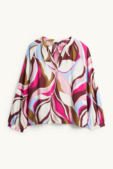 Donna - Blusa con scollo a V - fantasia - colorato