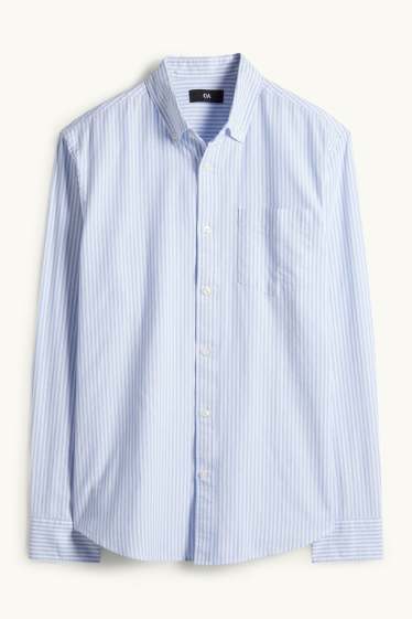Hommes - Chemise - regular fit - col button-down - à rayures - blanc / bleu clair