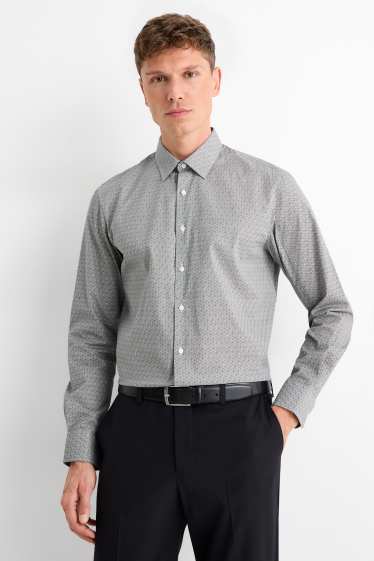 Men - Business shirt - regular fit - Kent collar - easy-iron - patterned - gray