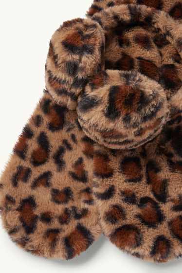 Copii - Fete - Set - acoperitoare pentru urechi și fular din blană artificială - 2 piese - maro