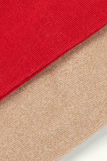 Enfants filles - Lot de 2 paires - collants - rouge / beige