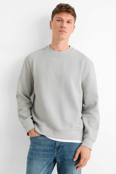 Pánské - Mikina - strukturovaná - šedá