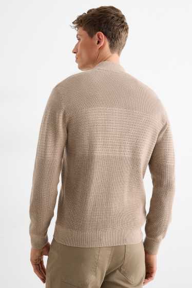 Heren - Gebreid vest - ribstof - met structuur - taupe