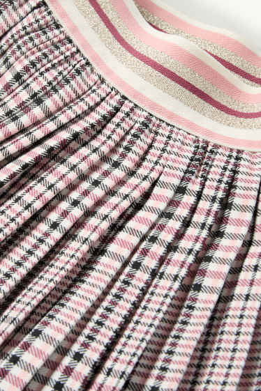 Kinder Mädchen - Plissee-Rock - kariert - rosa