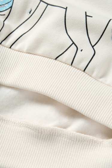 Enfants filles - Poney et papillon - Sweat - blanc crème