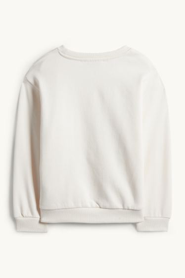 Enfants filles - Poney et papillon - Sweat - blanc crème