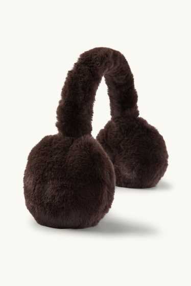 Femmes - Cache-oreilles en imitation fourrure - marron foncé