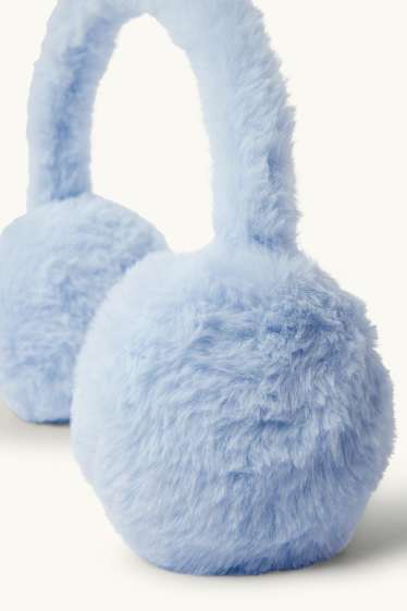 Kinderen: meisjes - Oorwarmers van imitatiebont - lichtblauw