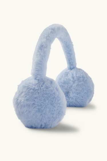 Kinderen: meisjes - Oorwarmers van imitatiebont - lichtblauw