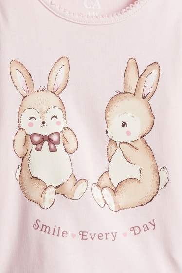 Baby Mädchen - Multipack 3er - Häschen und Blümchen - Baby-Crochet-Langarmshirt - cremeweiß