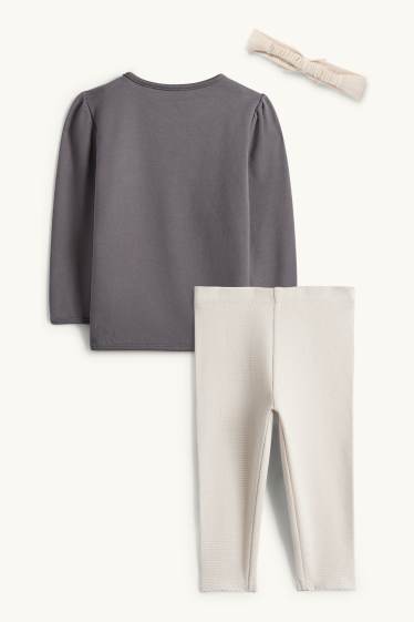 Baby Mädchen - Bambi - Baby-Crochet-Outfit - 3 teilig - dunkelgrau