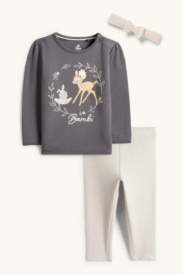 Baby Mädchen - Bambi - Baby-Crochet-Outfit - 3 teilig - dunkelgrau