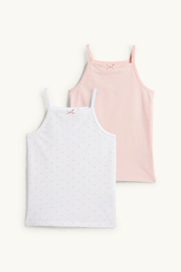 Kinder Mädchen - Multipack 2er - Singlet - weiß / rosa