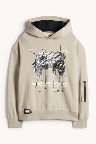 Kinder Buben - Gaming-Controller - Hoodie - beige