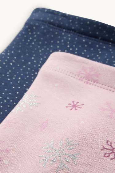 Enfants filles - Lot de 2 - La Reine des Neiges - leggings chauds - rose / bleu