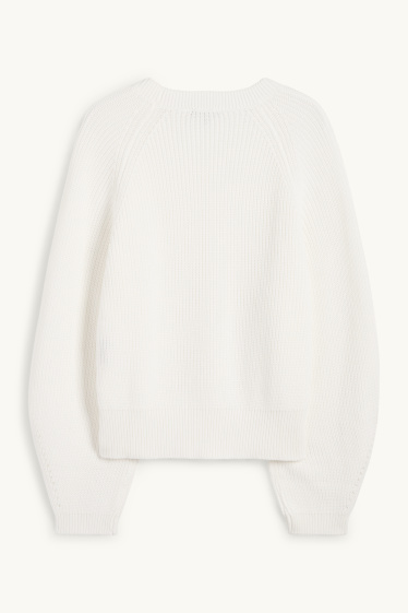 Women - Jumper - ribbed - white