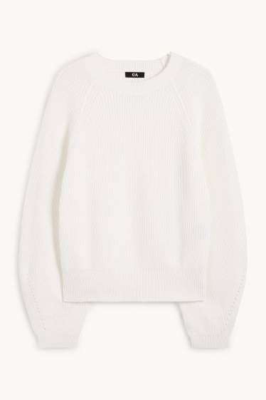 Women - Jumper - ribbed - white