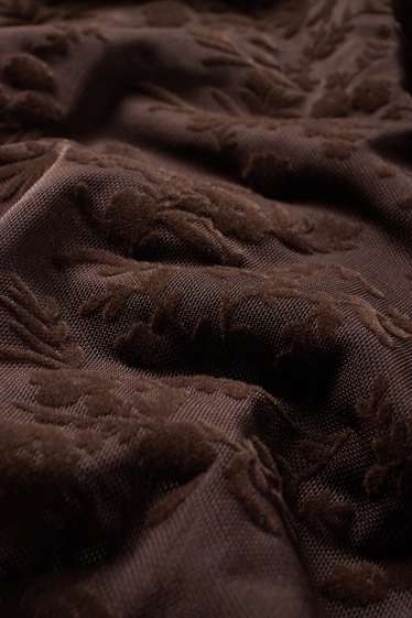 Femmes - Jupe en maille-filet - à fleurs - marron foncé