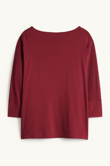 Damen - Langarmshirt - Regular Fit - dunkelrot