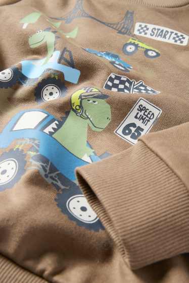 Kinder Jungen - Dino und Monster-Truck - Sweatshirt - hellbraun