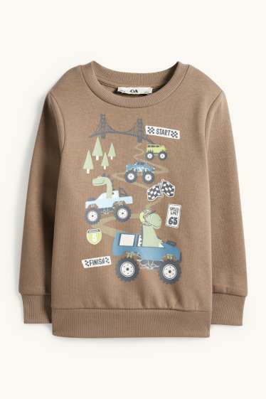Kinder Jungen - Dino und Monster-Truck - Sweatshirt - hellbraun