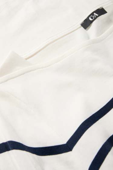 Women - Long sleeve top - regular fit - dark blue / creme white