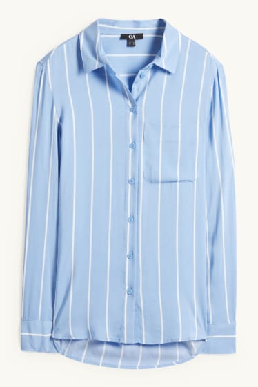 Damen - Bluse - gestreift - blau  / beige