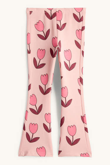 Enfants filles - Tulipes - flared legging - rose / rose pâle