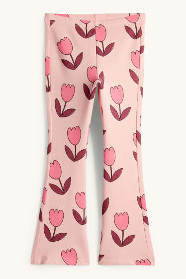 Enfants filles - Tulipes - flared legging - rose / rose pâle