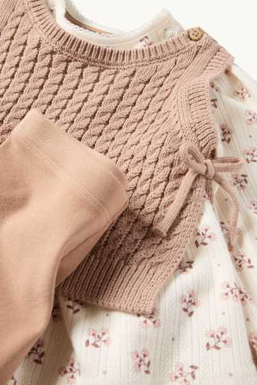 Baby Mädchen - Blümchen - Baby-Outfit - 3 teilig - hellbraun