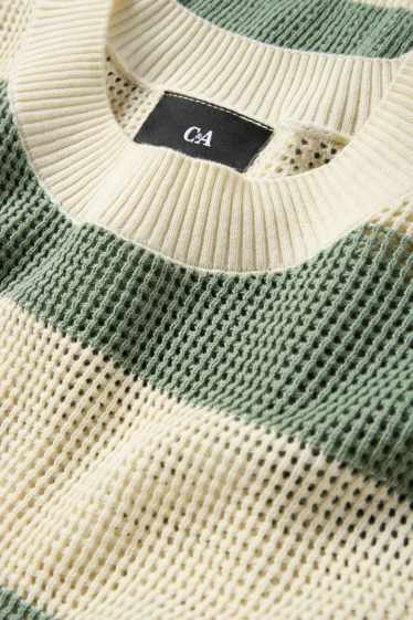 Hommes - Pull - à rayures - beige / vert