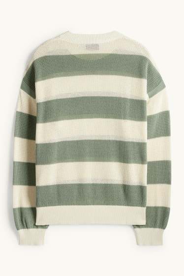 Hommes - Pull - à rayures - beige / vert