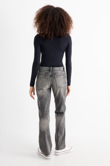 Damen - Straight Jeans - Low Waist - dunkeljeansgrau