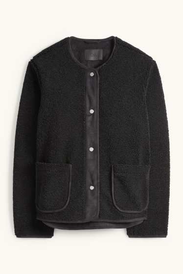 Donna - Giacca effetto peluche - nero