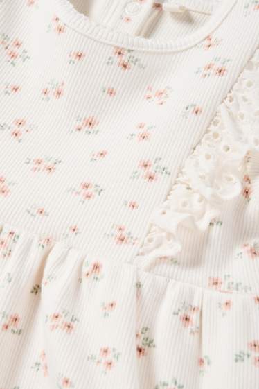 Bébés filles - Petites fleurs - robe pour bébé - broderie anglaise - 2 pièces - blanc crème