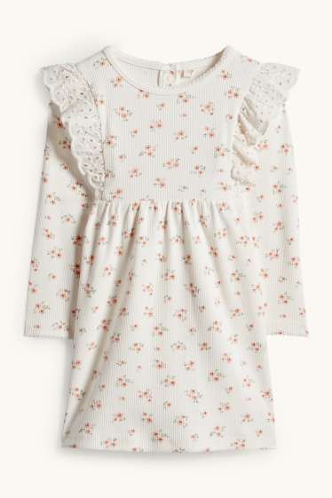 Bébés filles - Petites fleurs - robe pour bébé - broderie anglaise - 2 pièces - blanc crème
