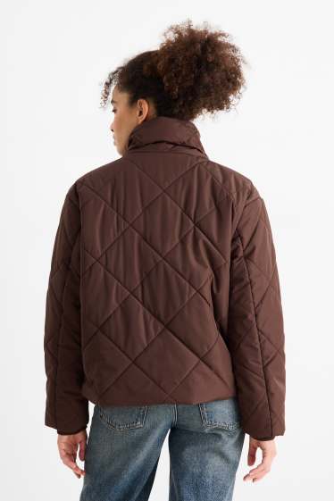 Women - Quilted jacket - dark brown