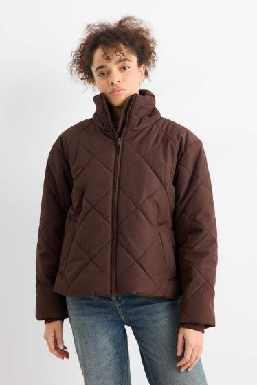 Women - Quilted jacket - dark brown