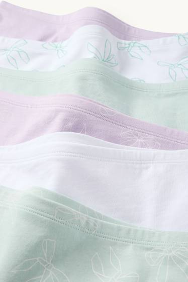 Enfants filles - Lot de 6 - nœud - caleçons - vert menthe