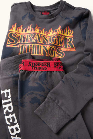 Bambini - Stranger Things - pigiama - 2 pezzi - fantasia - grigio scuro