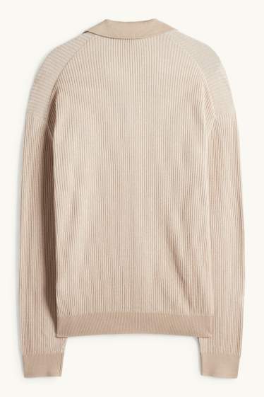 Herren - Pullover - gerippt - hellbeige