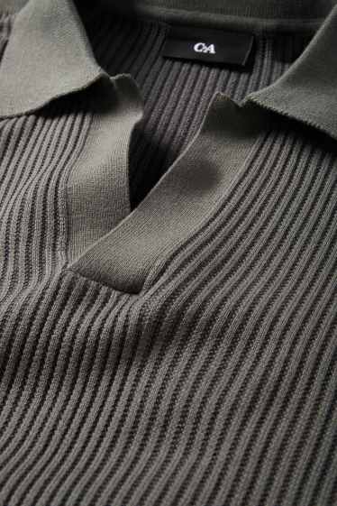 Herren - Pullover - gerippt - dunkelgrün