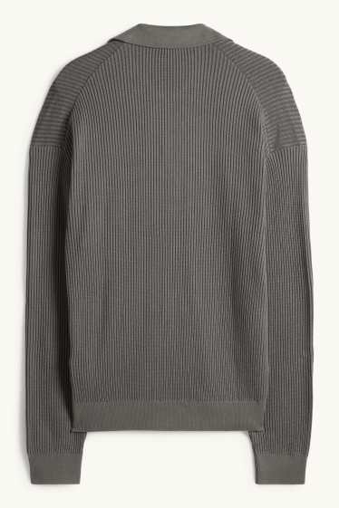 Herren - Pullover - gerippt - dunkelgrün